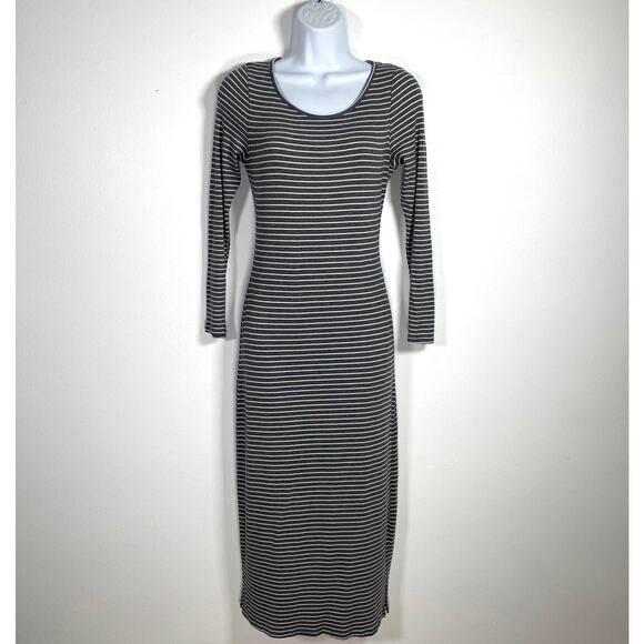 Marine Layer Dresses & Skirts - Marine Layer Dress Medium Grey Striped Ribbed Bodycon Coastal Casual 90s Indie